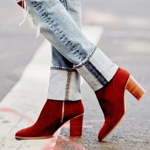 Free People Breakers Heel boots dark rust brown red oxblood suede size 40